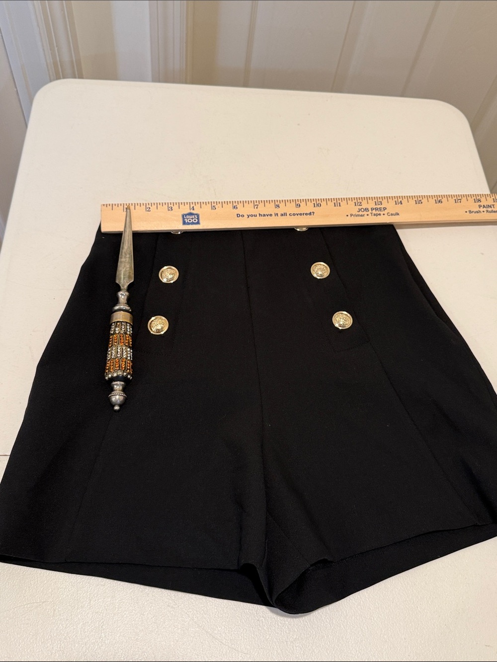 NWT Zara Black High-Waist Sailor Gold Button Hottie SHORTS Nautical Fun Summer S - Picture 9 of 16